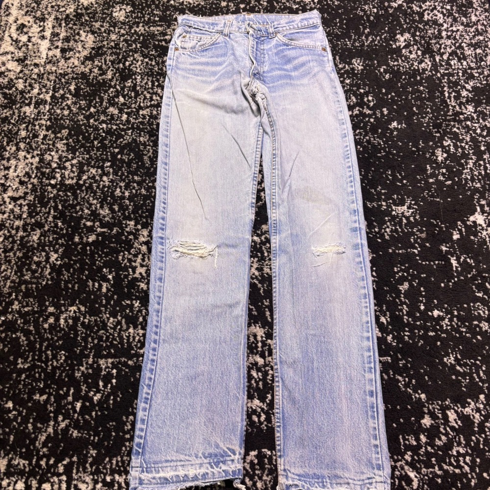 Vintage 70s Levis 505 Orange Tab Talon Zip Distressed Straight Leg Jeans